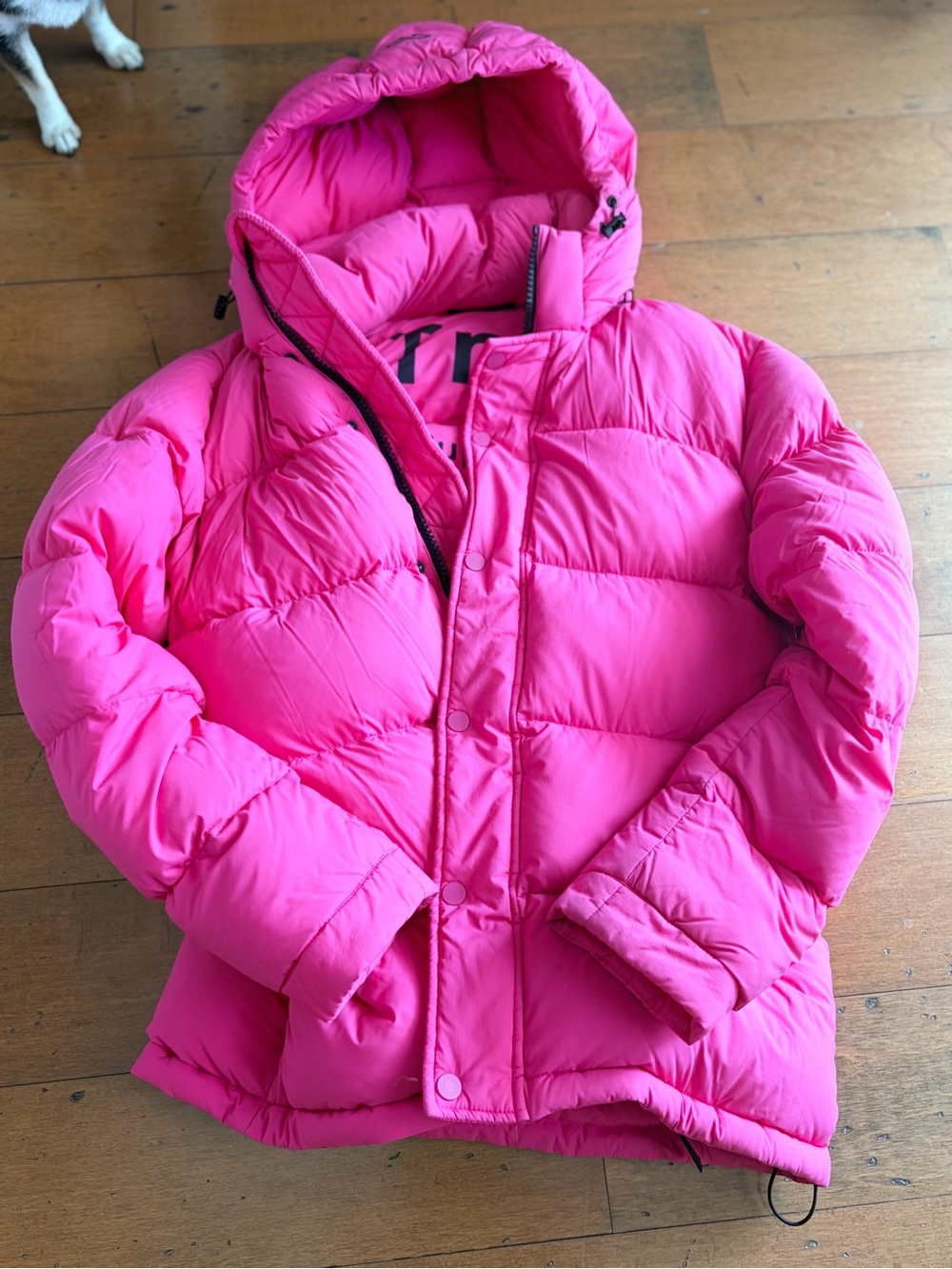 TNA Bright Pink Hooded Puffer Jacket XXS BG PINK